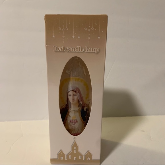 LED 7” Candle Flameles Devotional Religious Virgin Mary New with Box - Picture 6 of 6